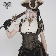 Load image into Gallery viewer, WT10002 Whole-Garment Enzyme-Washed, Two-Tone Woven Steampunk Cropped Vest