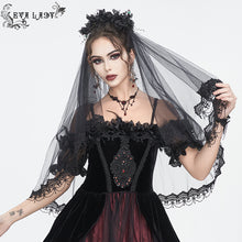 Load image into Gallery viewer, EAS016 Black beaded and diamond big flower veil
