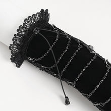 Load image into Gallery viewer, EGE005 Gothic-Style Velvet Long Gloves with Beaded Chain Embellishment