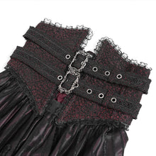 Load image into Gallery viewer, ESKT07002 Wine Gothic 3D velvet flower pattern skirt with corset