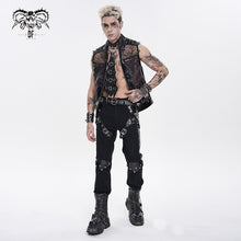 Load image into Gallery viewer, WT107 Punk Tree-Patterned Mesh & Patent Leather Vest