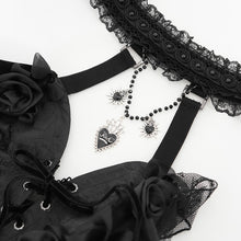 Load image into Gallery viewer, ECST00901 Black Heart Shaped Floral Gothic Corset