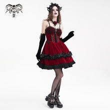 Load image into Gallery viewer, SKT20602 red women Lolita velvet suspenders dress