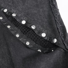 Load image into Gallery viewer, PT238 Punk black gauze with stretchy gauss big rhombus mesh women flared trousers