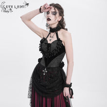 Load image into Gallery viewer, ECST00901 Black Heart Shaped Floral Gothic Corset