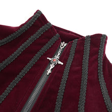 Load image into Gallery viewer, CT25802 Red Gothic round stand collar velvet coat