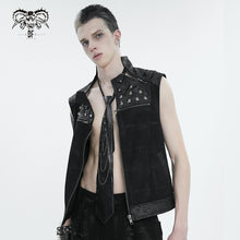 Load image into Gallery viewer, AS158 punk Asymmetric black leather tie with chain