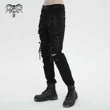 Load image into Gallery viewer, PT213 Hand-painted twill cutout torn distressed men's trousers