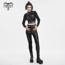 Load image into Gallery viewer, SHT107 Leather paneled rivets studded shirt