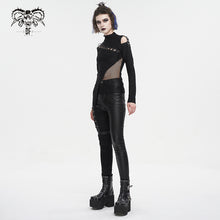 Load image into Gallery viewer, TT252 Knitted wild grain high-neck asymmetrical T-shirt