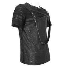 Load image into Gallery viewer, TT249 Tattered Knit Zipper Webbing Men's T-Shirt