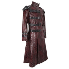 Load image into Gallery viewer, CT22302 Red Cracked leather stand collar long men's jacket