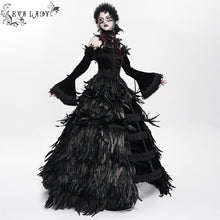 Load image into Gallery viewer, ESKT075 Gothic party Custom-made black feather big dress