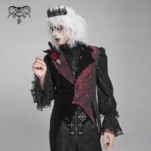 Load image into Gallery viewer, WT099 Gothic fur collar rose jacquard vest