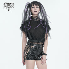 Load image into Gallery viewer, PT207 glazed Leather Stitching Diamond Mesh Strap shorts