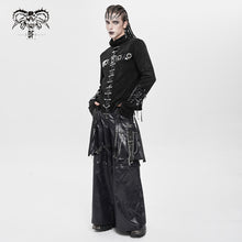 Load image into Gallery viewer, PT287 Pleated faux leather woven punk wide-leg pants