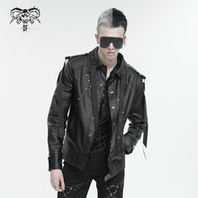 Load image into Gallery viewer, CT207 Punk Rivets Studded Webbing Faux Leather Men's Short Jacket