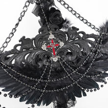 Load image into Gallery viewer, EAS045 Gothic Wood-Grain Cross Chain Decorative Winged Scepter