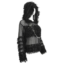 Load image into Gallery viewer, SR014 Plush patchwork hooded cross short sweater