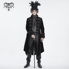 Load image into Gallery viewer, CT23801 black Men's long chenille coat