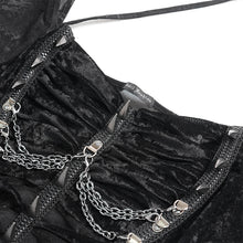 Load image into Gallery viewer, TT311 Punk-Style Halter-Neck Velvet-Knit & Mesh Patchwork Short-Sleeve T-Shirt