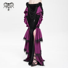 Load image into Gallery viewer, SKT23602 Black And Purple Gothic embossed velvet fishtail skirt