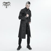 Load image into Gallery viewer, CT209 Cracked Faux Leather Men's Long Coat With Hanging Rivets studded bullet belt