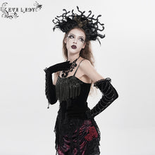 Load image into Gallery viewer, ECST01401 Gothic Corset with Long Beaded Tassels at the Bust