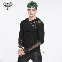 Load image into Gallery viewer, TT251 Punk wild grain knitted hooded men's T-shirt