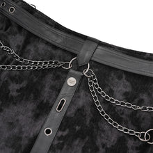 Load image into Gallery viewer, SKT228 Punk Velvet and Black Leather Accordion pocket kilt