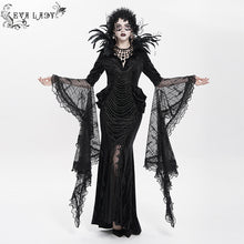 Load image into Gallery viewer, ESKT074 Gothic wedding Custom-made feather branch collar embroidered dress