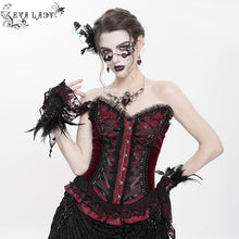 Load image into Gallery viewer, ECST01002 Red Gothic snake-print suede corset