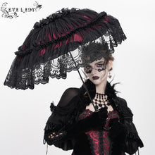 Load image into Gallery viewer, EAS034 Gothic black and red lace small umbrella