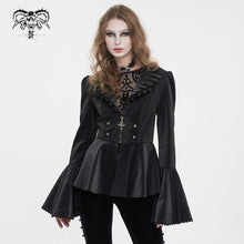 Load image into Gallery viewer, CT211 Patterned leather lace bell-sleeve jacket