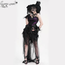 Load image into Gallery viewer, ECST00702 purple Gothic Pattern Jacquard Feather Rose Women sexy Corset