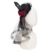 Load image into Gallery viewer, AS304 Lolita DIY Coffin-Shaped Lace Mini Top Hat Hair Clip