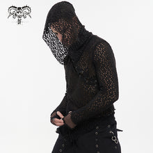 Load image into Gallery viewer, TT186 Punk Hooded Irregular Big Net T-shirt