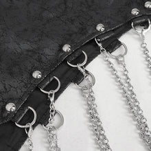 Load image into Gallery viewer, SKT181 Real two piece crackle leather flocked mesh fishtail skirt with chain