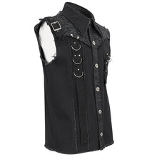 Load image into Gallery viewer, SHT102 leather matching webbing twill Sleeveless men's shirt