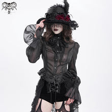 Load image into Gallery viewer, SHT130 Shiny non-stretchy patterned organza chiffon blouse