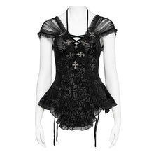 Load image into Gallery viewer, ETT046 Gothic Rose Velvet V-Neck T-Shirt