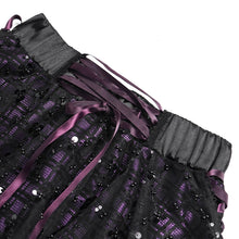 Load image into Gallery viewer, SKT25902 Sequined Mesh and Flat Grid-Paneled Lolita Miniskirt