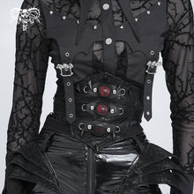 Load image into Gallery viewer, AS311 Punk-style elastic belt featuring snakeskin-effect leather, demon eye motif, and stud embellishments