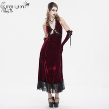 Load image into Gallery viewer, ESKT04302 Red Velvet halterneck strappy dress