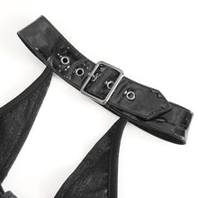Load image into Gallery viewer, SKT193 Punk dark pattern knitted leather halterneck dress