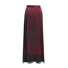Load image into Gallery viewer, ESKT069 Burgundy Gothic Cross Embroidered Horse Face Skirt