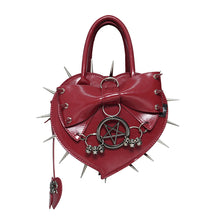 Load image into Gallery viewer, AS31502 Red Punk-style glossy bag with heart and bow details