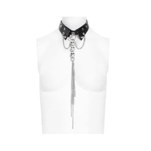 Load image into Gallery viewer, AS244 Punk skull pendant decorated leather collar