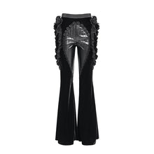 Load image into Gallery viewer, EPT02001 Velvet-knit flared trousers with side ruffles
