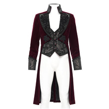 Load image into Gallery viewer, CT25402 RED Gothic faux two piece embossed dress coat